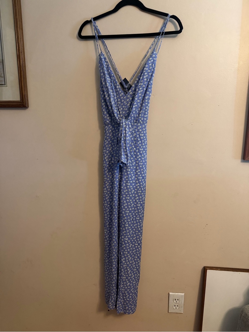 Light Blue Abercrombie Floral Tie Front Jumpsuit